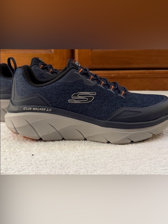 Skechers Other - Skechers D'LUX Walker 2.0 Slip-On Sneakers SN232179 Wide Width Navy/Grey/Orange